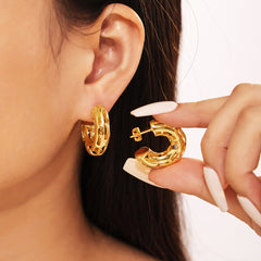 18K Gold-Plated Open C-Hoop Earrings