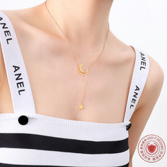 Crescent and Star Y Necklace