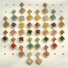 18K Gold-Plated Color Four-Petal Cubic Zirconia Jewelry
