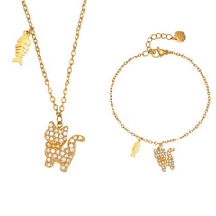 Cat Cubic Zirconia Necklace or Bracelet