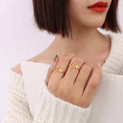 18K Gold-Plated Arrow and Heart Open Ring