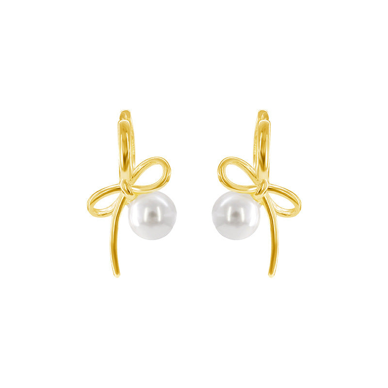 Nicolette Vintage-Inspired Pearl Bow Stud Earrings