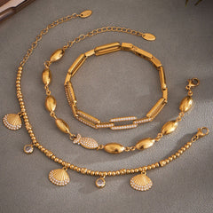Gold-Tone Ocean Detail Link Bracelet