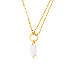 18K Gold-Plated Irregular Pearl-Look Pendant Necklace