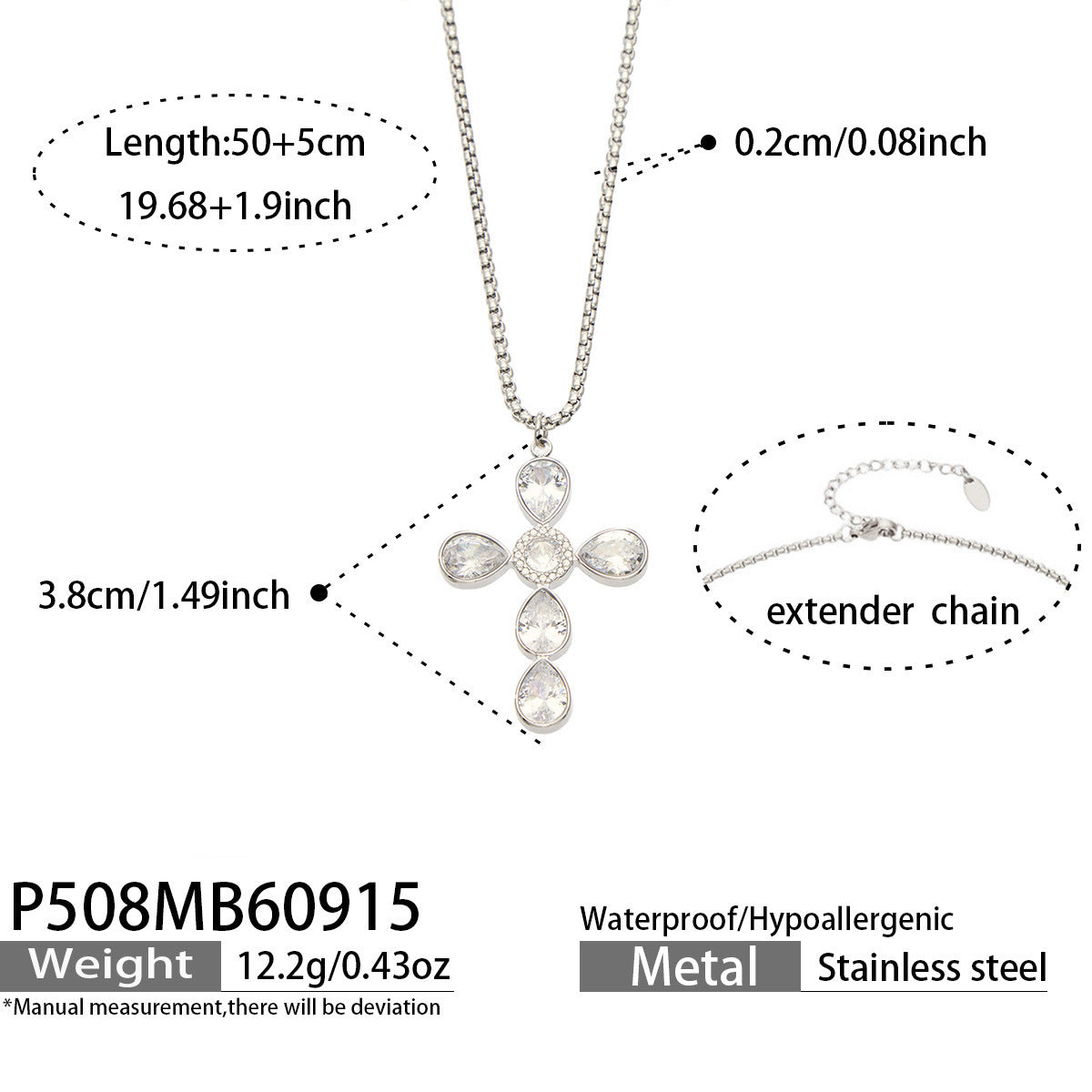 Cubic Zirconia Cross Necklace or Pendant