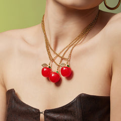 18K Gold-Plated Cherry Pendant Necklace & Pendant