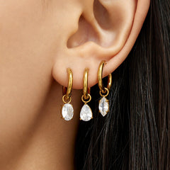 18K Gold-Plated Cubic Zirconia Pendant or Hoop Earrings