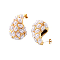 18K Gold-Plated Pearl-Look Teardrop Earrings