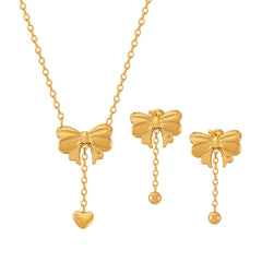 Bow and Heart Drop Earrings or Necklace