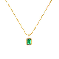 18K Gold-Plated Emerald-Green Cubic Zirconia Necklace