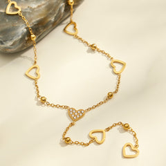 18K Gold-Plated Cubic Zirconia Heart Lariat Necklace