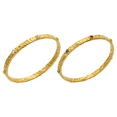 Hammered Cubic Zirconia Bangle Bracelet
