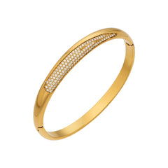 Cubic Zirconia Accent Clasp Bangle Bracelet