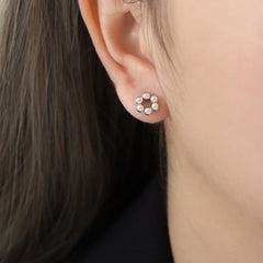 Polished Bead Flower Stud Earrings