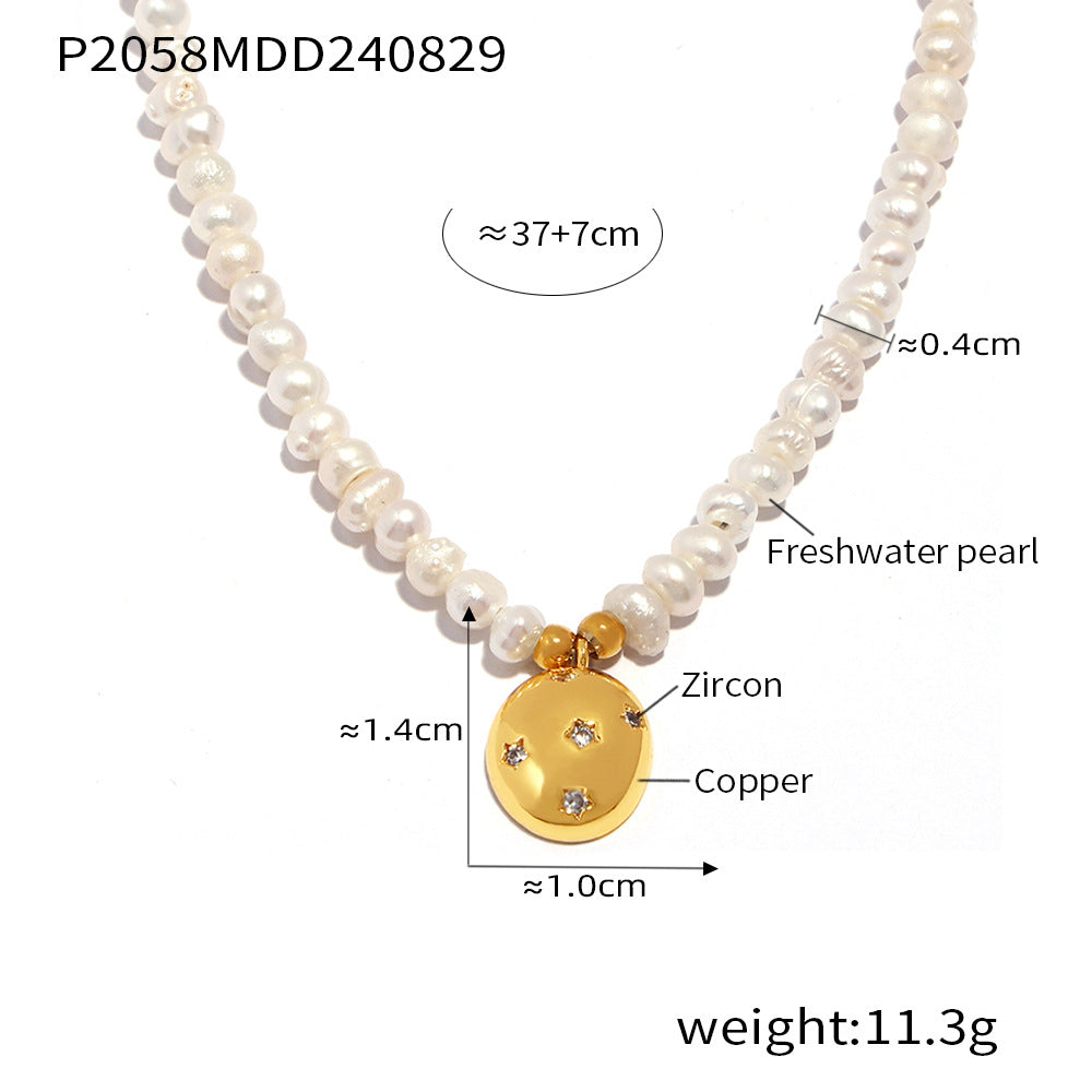 Freshwater Pearl Coin-Accent Necklace