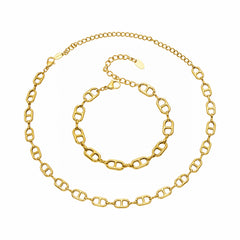18K Gold-Plated Rectangular Link Necklace or Bracelet