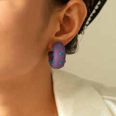 Polka Dot Resin C-Hoop Earrings