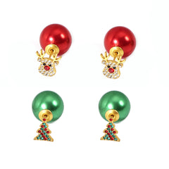 Christmas Tree Bead Stud Earrings