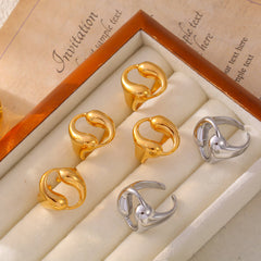 18K Gold-Plated Double Teardrop Open Ring