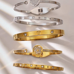 Floral and Cubic Zirconia Clasp Bangle Designs