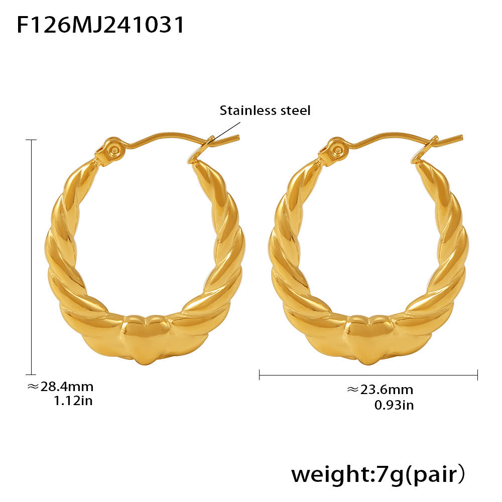 18K Gold-Plated Twisted Heart Hoop Earrings