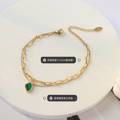 Green Acrylic Pendant Double Layer Bracelet