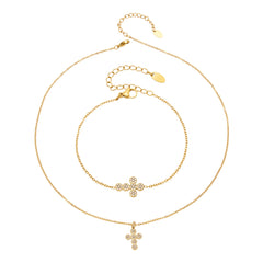 18K Gold-Plated Cubic Zirconia Cross Jewelry
