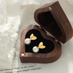 18K Gold-Plated Heart Pearl-Look Stud Earrings