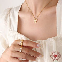 Cat-Eye Accent Heart Pendant Necklace