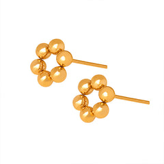 Polished Bead Flower Stud Earrings