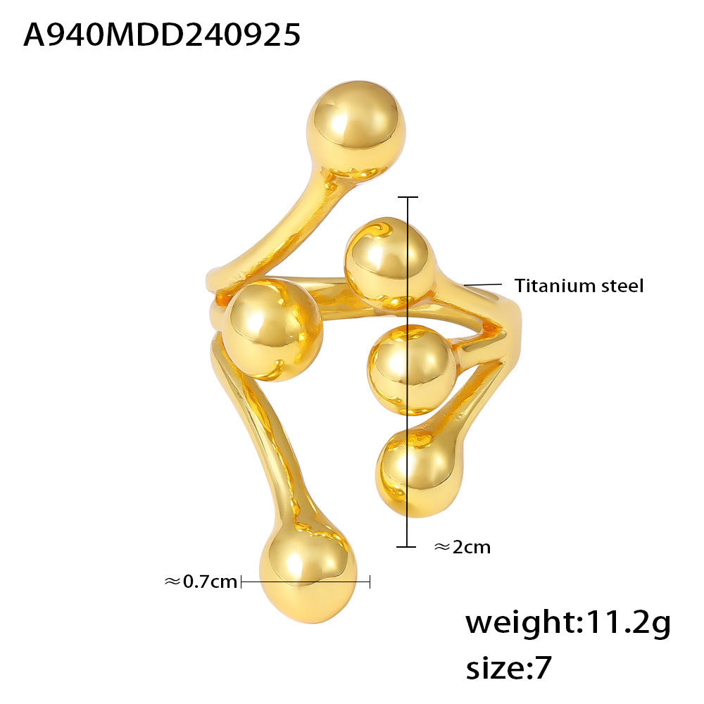 18K Gold-Plated Branching Bead Open Ring