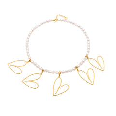 Pearl-Look Open Heart Charm Necklace
