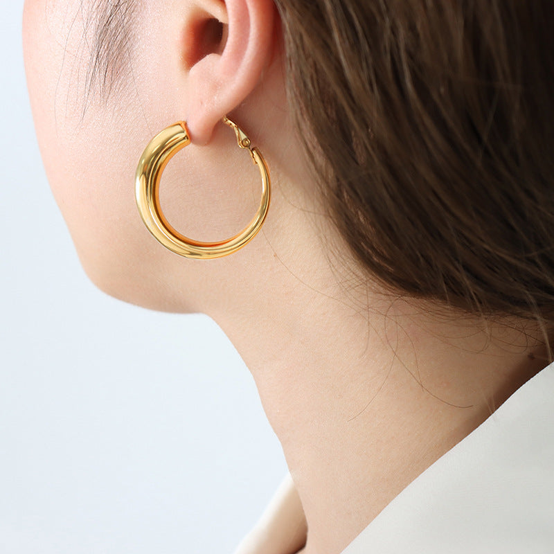 Gold-Tone Rounded Hoop Earrings