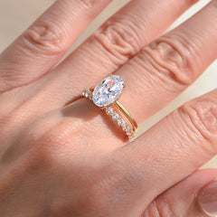 Sterling Silver 2-Piece 4.5CT Solitare Oval Ring