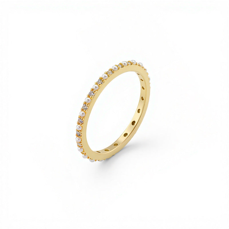 Nicolette Dainty Pearl Pavé Adjustable Ring