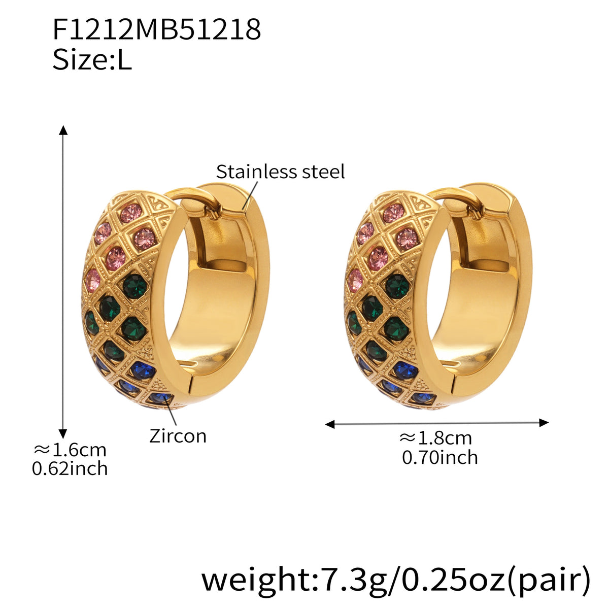 18K Gold-Plated Color Cubic Zirconia Hoop Designs