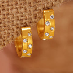 18K Gold-Plated Cubic Zirconia Huggie Hoop Earrings
