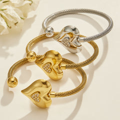 Cubic Zirconia Heart Pendant Necklace & Cuff