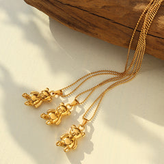18K Gold-Plated Bear Pendant Necklace