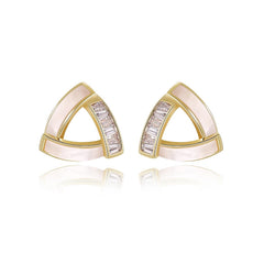 Marielle White Mother-of-Pearl Pavé Triangle Stud Earrings