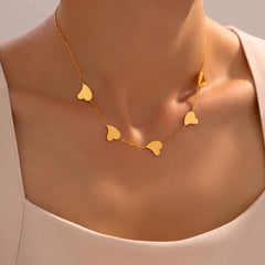 18K Gold-Plated Heart Station Necklace