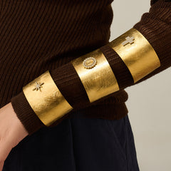 Geometric Stone-Accent Wide Cuff Bracelet