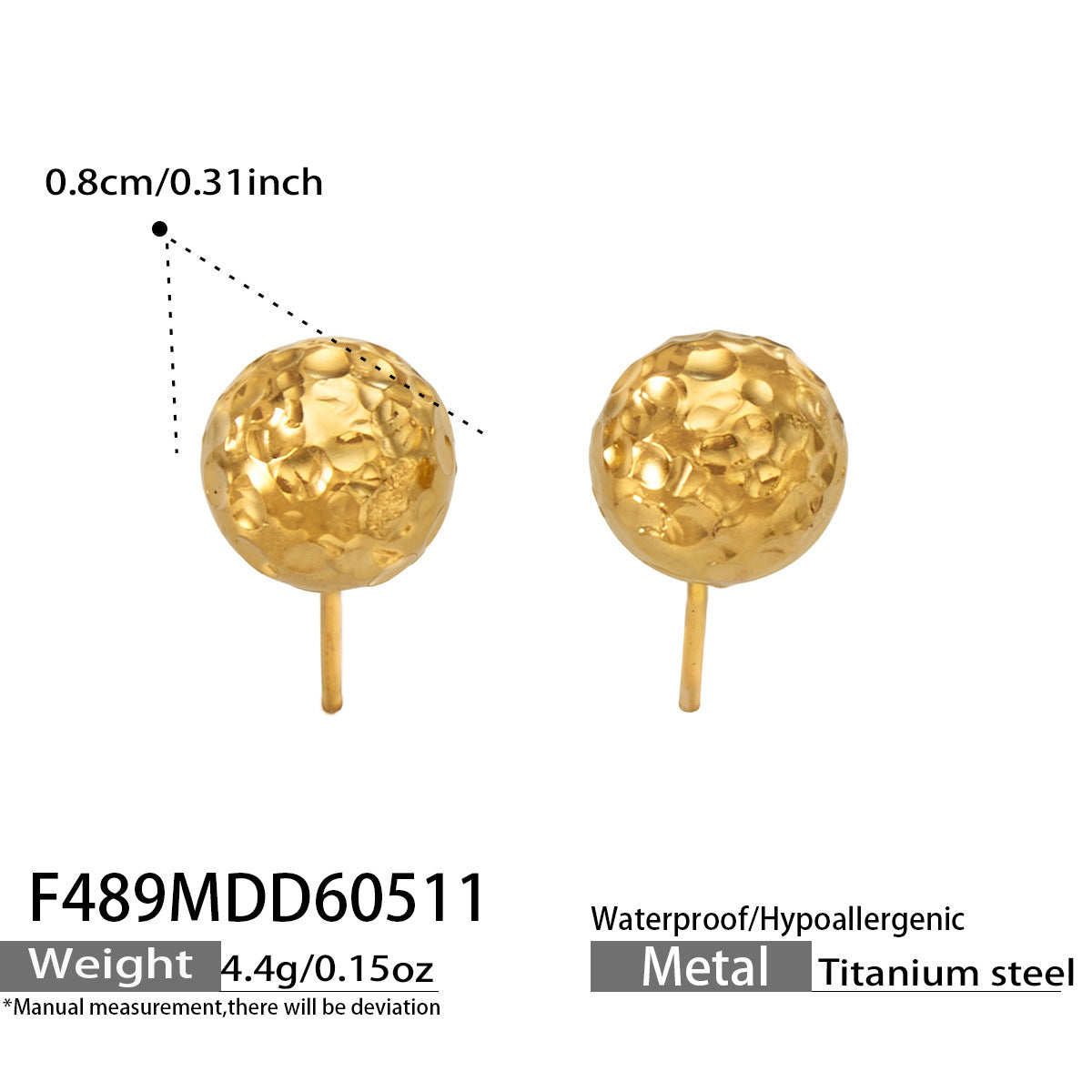 Textured Round Ball Stud Earrings
