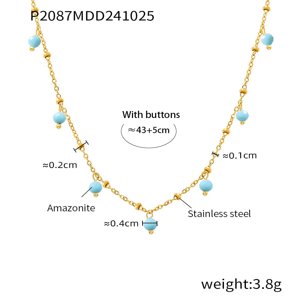 Colorful Stone Beaded Necklaces & Flat Chain