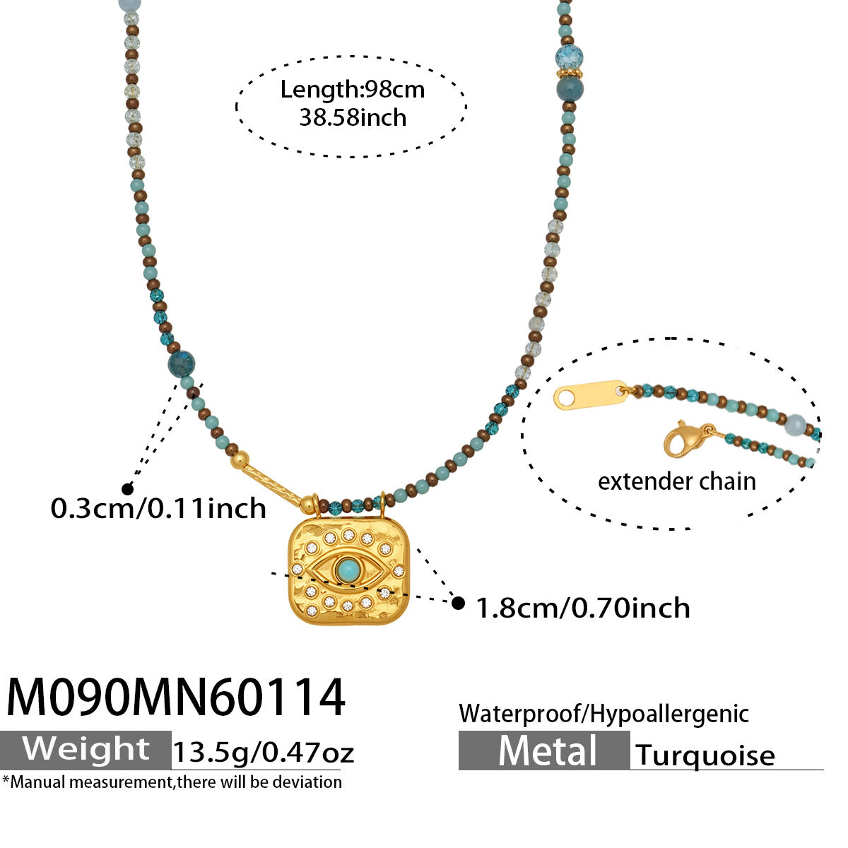 Turquoise Bead and Evil Eye Necklace Designs