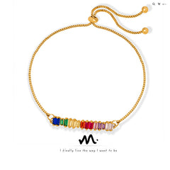 Rainbow Cubic Zirconia Sliding Anklet