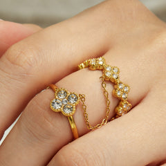 Mother-of-Pearl and Cubic Zirconia Floral Ring Designs