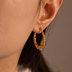 18K Gold-Plated Twisted Heart Hoop Earrings