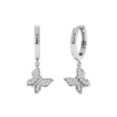 Nicolette Dainty Pavé Butterfly Hoop Earrings