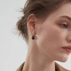 Daphne Tiger-Eye Teardrop Stud Earrings